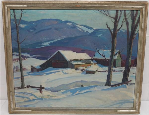 Fine o/c winter scene by A.T. Hibbard  28 X 33 (1 of 5)