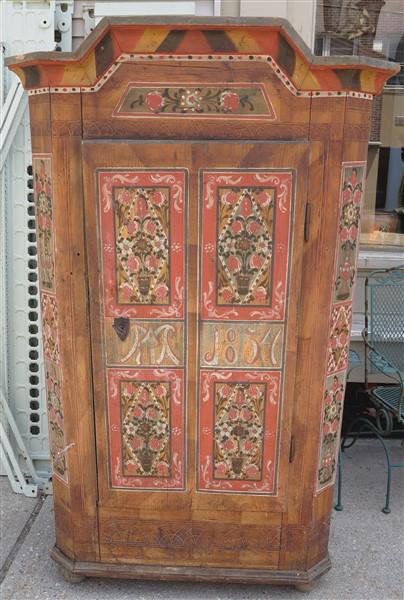 Paint decorated cabinet 70"h X 38"w (1 of 2)