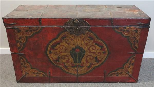 Large 19th Cent. Red Laquered Oriental Box (1 of 1)