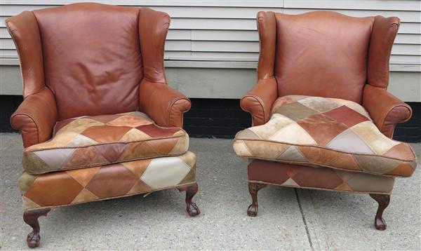 Pair leather wing chairs (1 of 9)