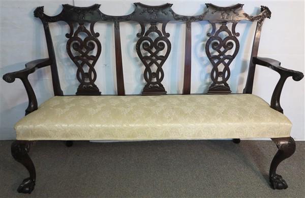 Carved Mahogany Chippendale settee 66" (1 of 6)