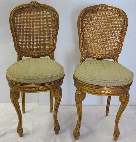 Pair gilt decorated chairs (1 of 4)