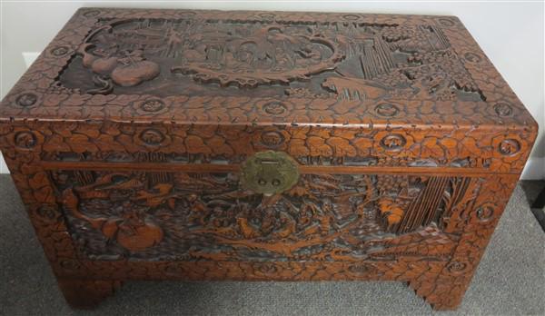 Carved oriental Camphor wood box (1 of 4)