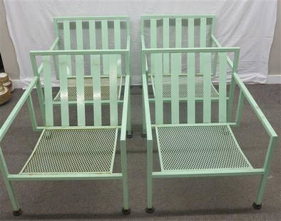 4 Vintage Patio Chairs w Custom Cushions: 4 Vintage Patio Chairs w Custom Cushions