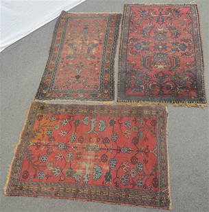 3 Small Antique Persian Mats: 3 Small Antique Persian Mats