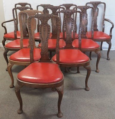 8 Carved Queen Ann Style Dining Chairs: 8 Carved Queen Ann Style Dining Chairs