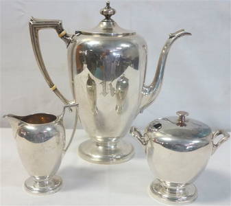 3 Pc Sterling Tea Set aprox 45 troy