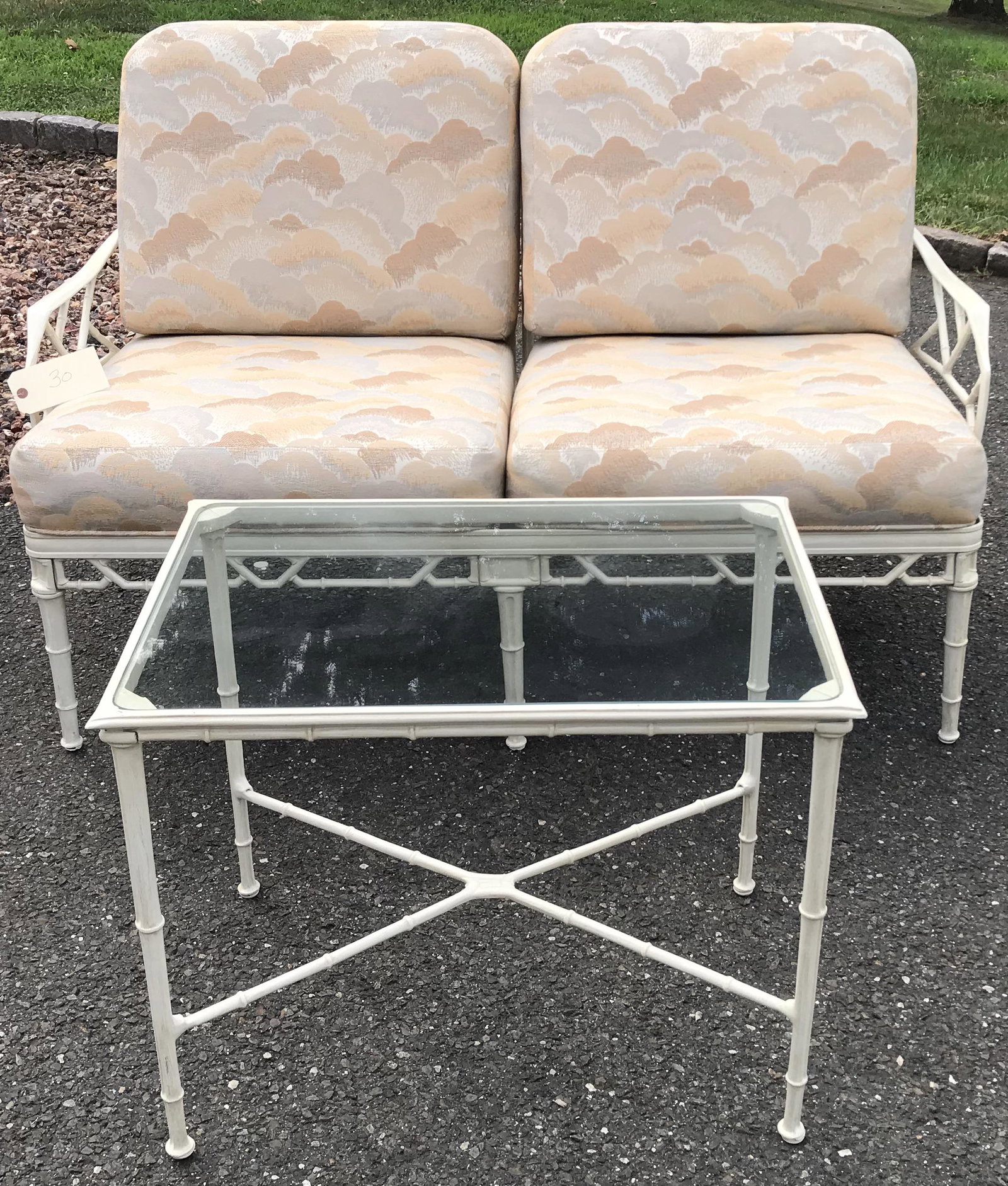 Aluminum Table and Settee: Aluminum Table and Settee