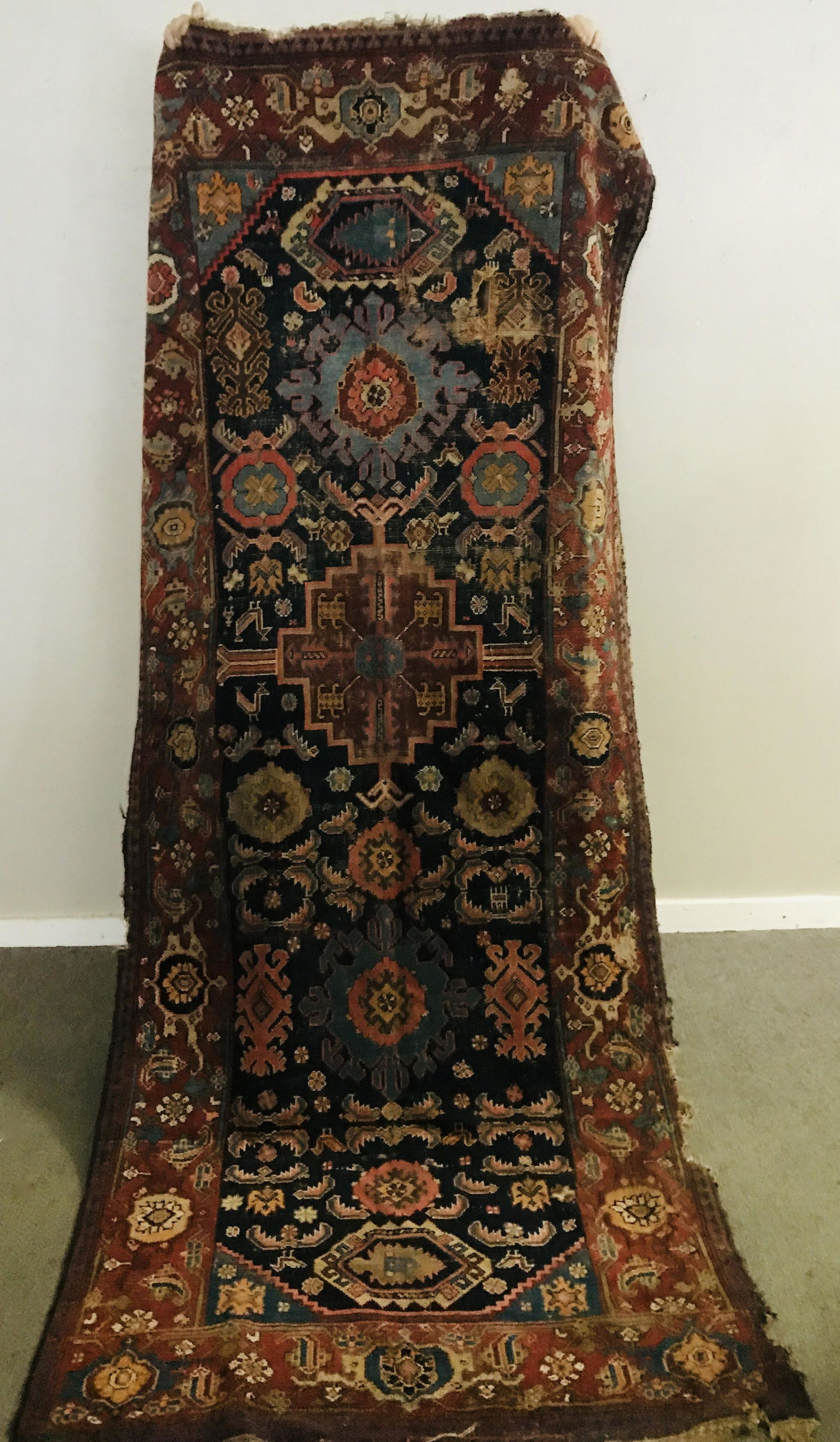Antique Persian Rug (AS IS) 4'1" x 9'8": Antique Persian Rug (AS IS) 4'1" x 9'8"