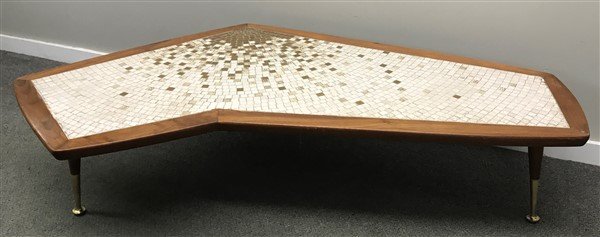 1960's Walnut Tile top Boomerang Coffee Table: 1960's Walnut Tile top Boomerang Coffee Table