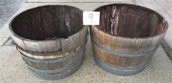 2 Wooden 1/2 Barrel Planters (1 of 1)