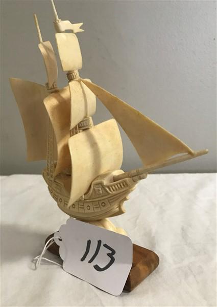 8'" Carved Bone Ship: 8'" Carved Bone Ship