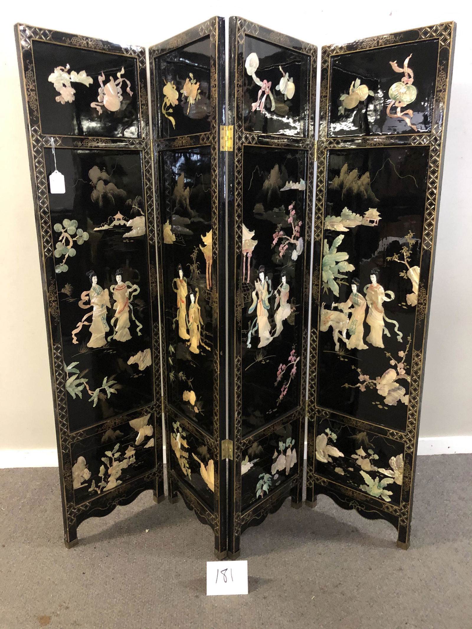 4 Panel 72" Laquered Oriental Screen (1 of 1)