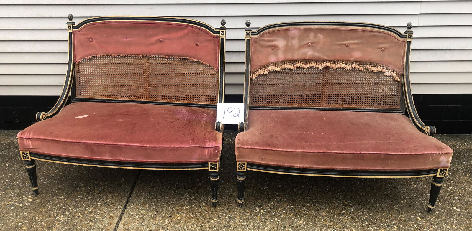 Pr. Cane Back Paint Decorated Love Seats (1 of 4)