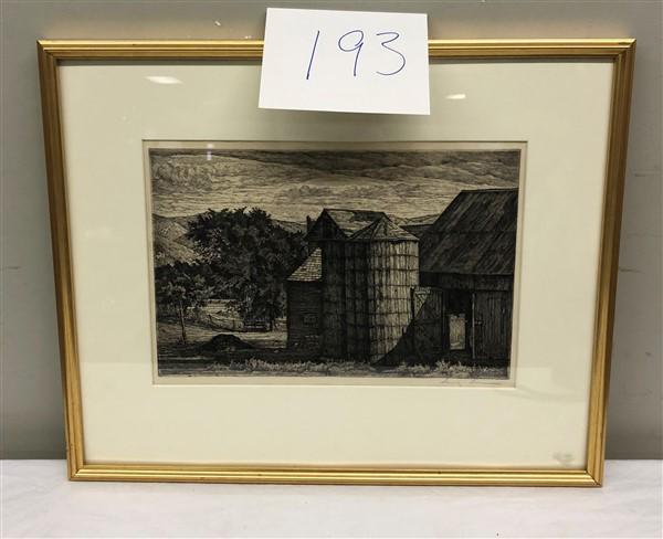 Framed Etching 17x20 1/2 L. Lucioni (1 of 4)