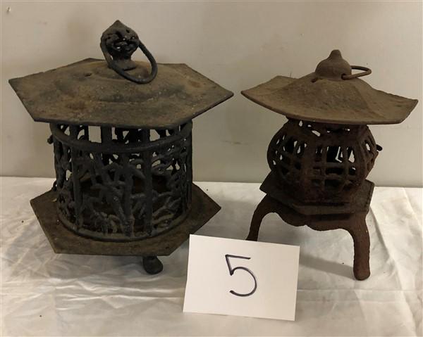 2 Cast Iron Oriental Style Lanterns (1 of 3)