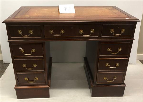 3 part English Desk with Tooled Leather Top (1 of 2)