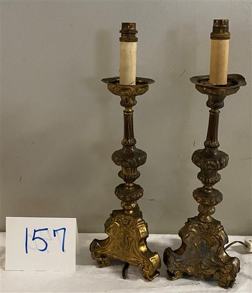 Pr. of 15" Brass Clad Candlesticks (1 of 5)