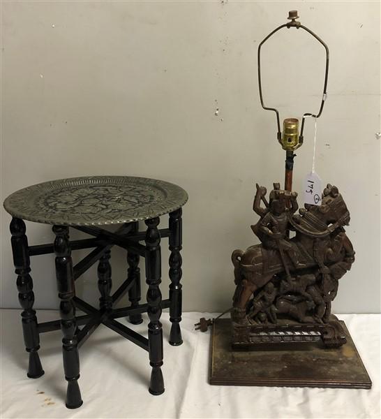 Carved Lamp and Tray Top Table (1 of 3)