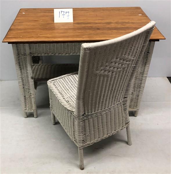1930's Wicker Desk and Chair (1 of 2)