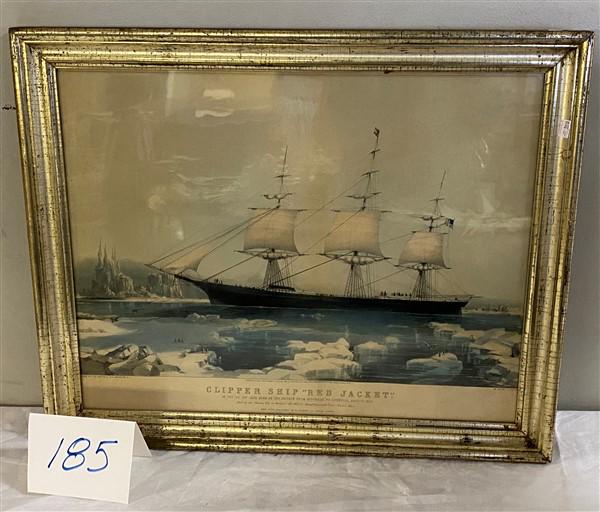 Framed Currier Sailing Ship 23"x27.5" (1 of 6)