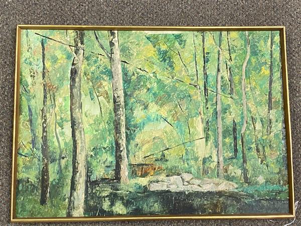 Framed Oil on Board Forest Scene (1 of 4)