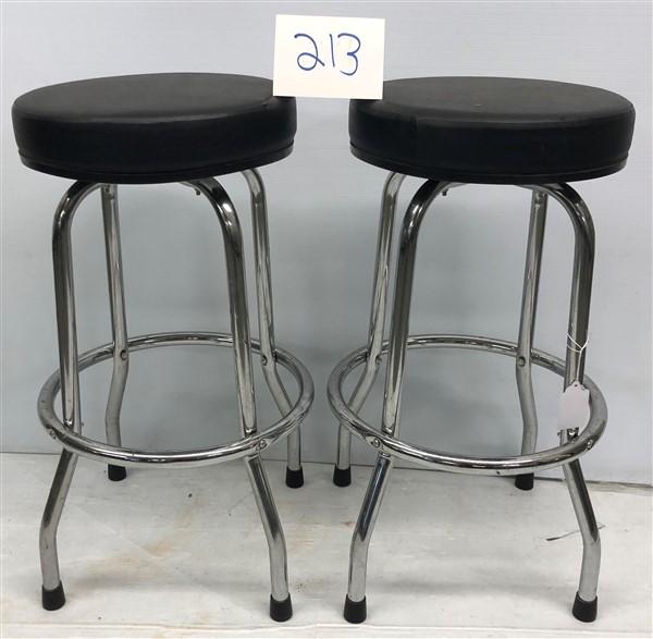 Pr. Chrome and Leather Modern Stools (1 of 1)