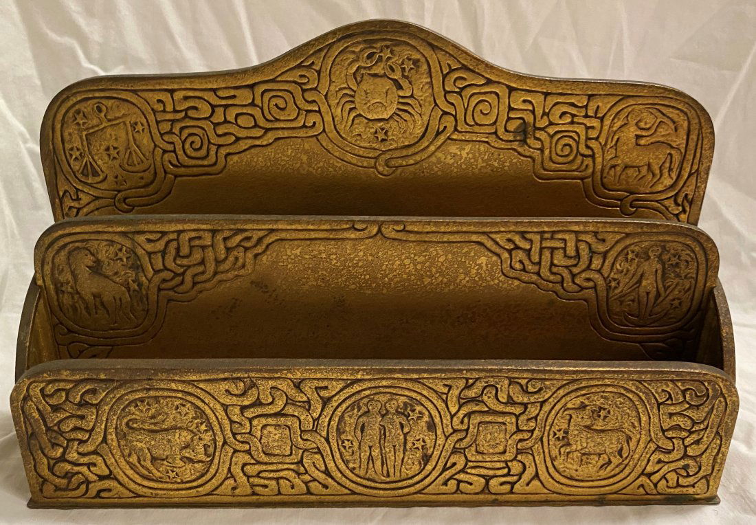 Tiffany Studios Zodiac Pattern Letter Holder 9"x2.5"x6" (1 of 4)