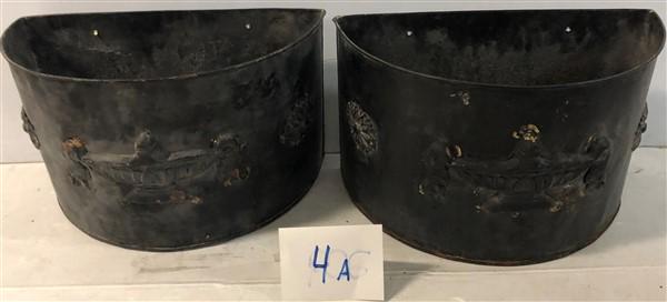 Pr. of 20.5" 1/2 Round Tole Wall Planters (1 of 3)