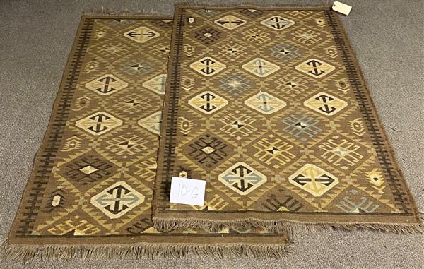 Matched Pair of Antique Kilim Rugs 3'8" x 5'8" (1 of 4)