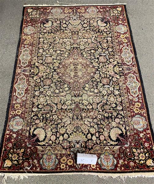 Antique Persian silk with wear- 4: Antique Persian silk with wear- 4'8" x 5'10"