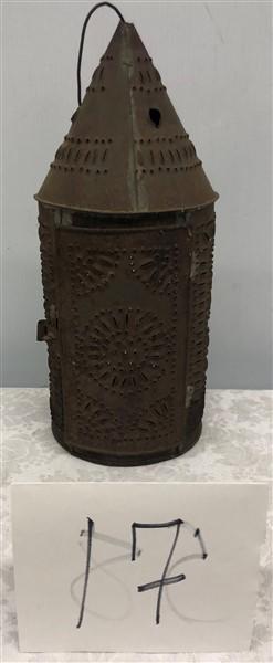 Early 13" Pierced Tin Lantern (1 of 3)