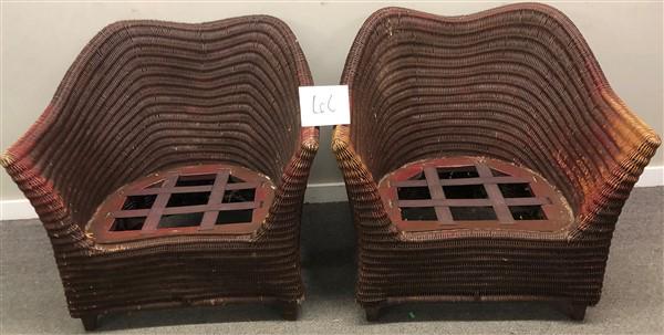 Pr. of Stylish Vintage Wicker Chairs (1 of 4)
