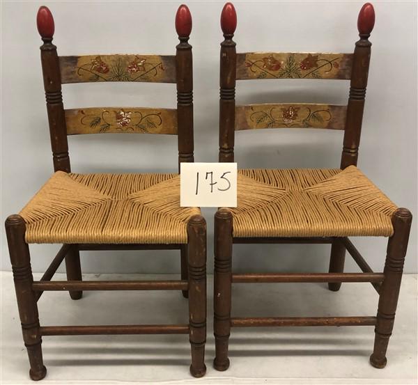2 Paint Decorated Scandinavian Chairs: 2 Paint Decorated Scandinavian Chairs