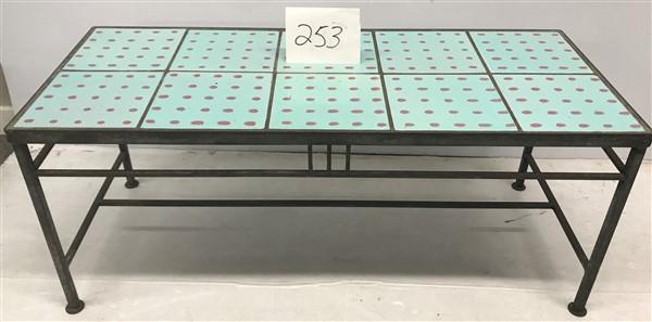 1930's Iron and Tile Coffee Table 41" long (1 of 3)
