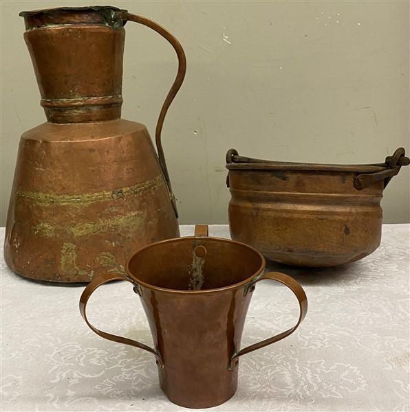 3 Pc. Copper Lot 15" Copper Pitcher (1 of 10)