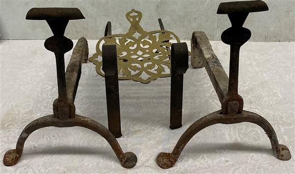 Andirons and Trivet: Andirons and Trivet