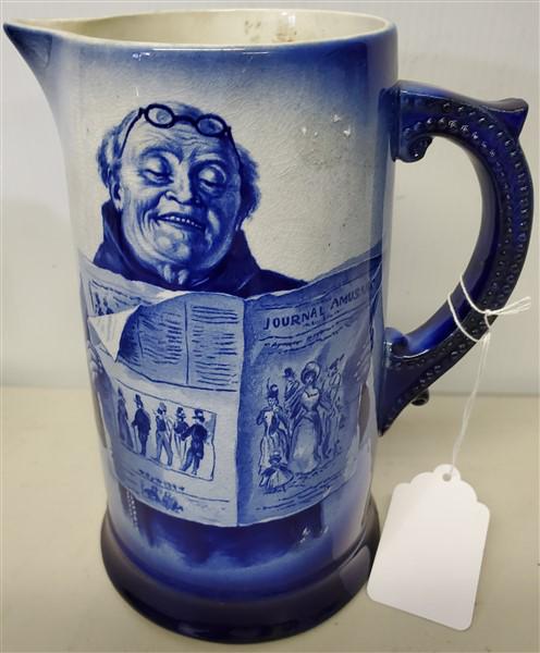 Blue & White Pitcher with Monk (1 of 3)