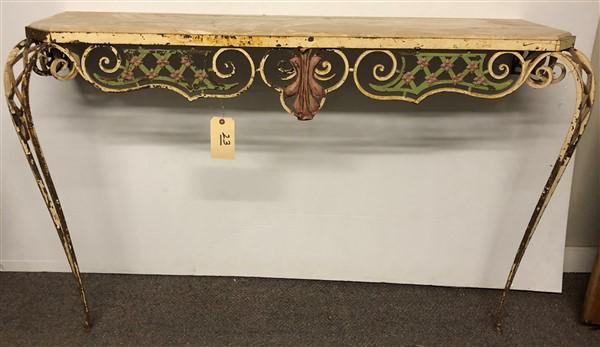 Paint Decorated Iron and Marble Console Table (1 of 4)