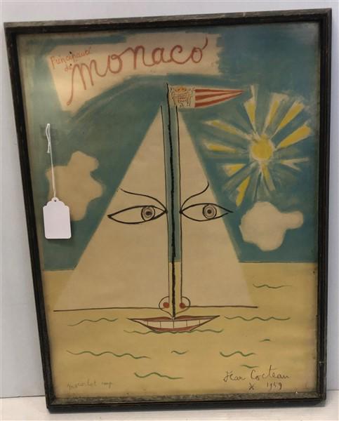 Framed Lithograph Jean Cocteau 1959 20"x26" (1 of 3)