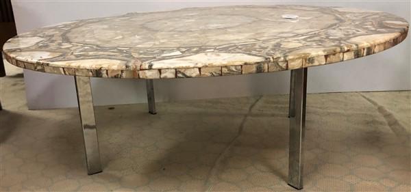 Chrome Base Coffee Table with Septarian Geode Top 43" (1 of 4)