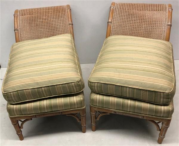 Pr. of Decorator Faux Bamboo Chaises 36"w x18"d x22"h: Pr. of Decorator Faux Bamboo Chaises 36"w x18"d x22"h