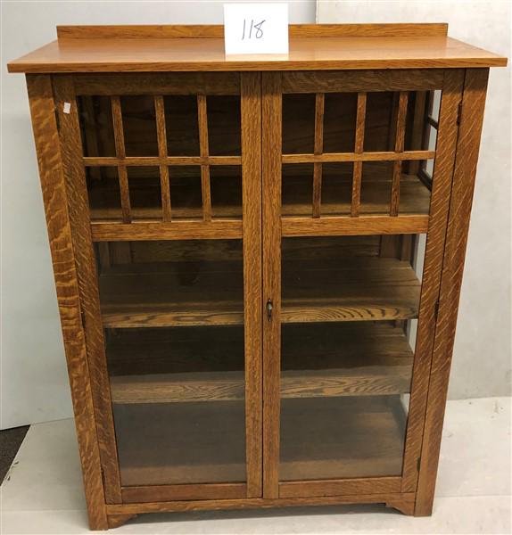Larkin Mission Oak Glass Bookcase 40"w x16"d x52.5"h (1 of 5)