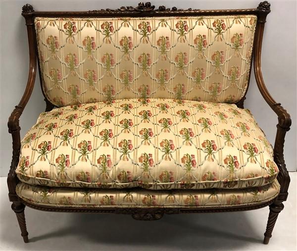 Carved Walnut Settee 46"w: Carved Walnut Settee 46"w