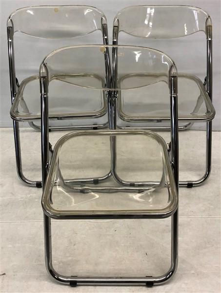 3 Chrome and Lucite Folding Chairs (1 of 4)