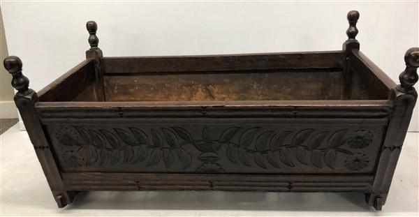 Antique Carved Walnut Rocking Cradle (1 of 6)