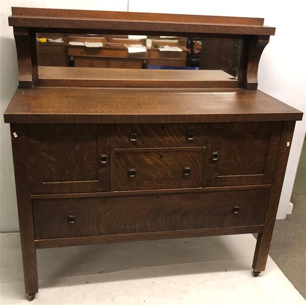 Mission Oak Sideboard with Mirror Gallery 54"w x22"d (1 of 11)