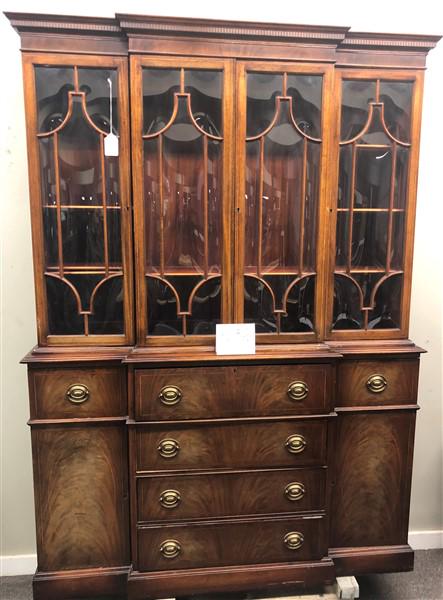 2 Part Mahogany Breakfront (1 of 8)