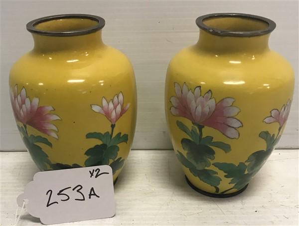 Pair of 6" Cloissone Vases (1 of 1)