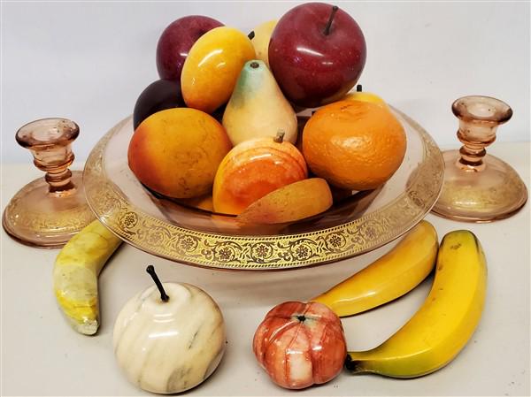 Glass & Marble Fruit with Depression Console & Holders (1 of 1)